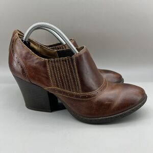 BOC Born Concept Ankle Booties Women Size 9.5 Shoes Brown Leather Heels Sorla